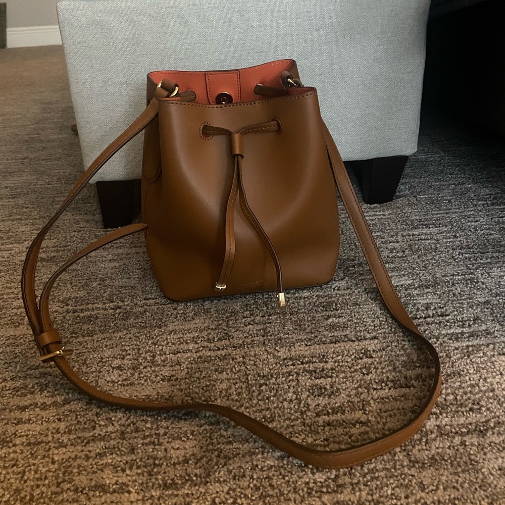 Lauren Ralph Lauren Dryden Debby II Mini Leather Drawstring Handbag (Lauren Tan)